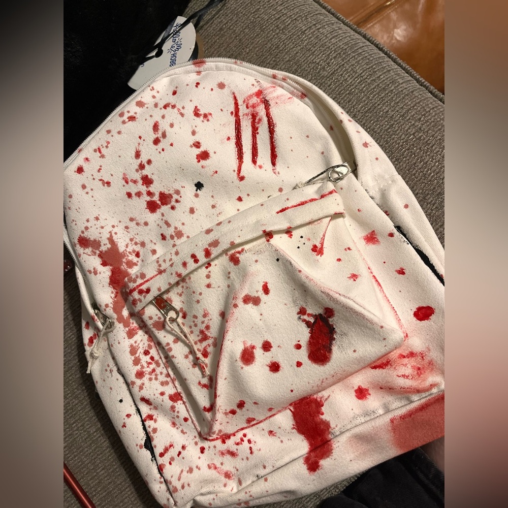 White and Red Splatter Backpack